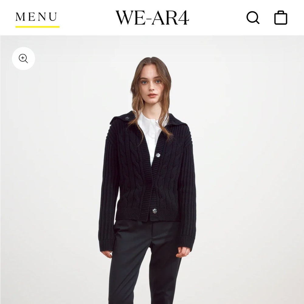We Ar4 Univeristy cardigan cable knit sweater